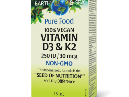 Natural Factors Whole Earth & Sea 100% Vegan Vitamin D3 & K2, 15 ml For Sale