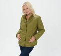 Isaac Mizrahi Live! Reversible Quilted to Sherpa Jacket Medium Green Olive For Cheap