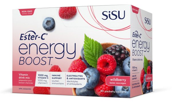 SISU Ester-C Energy Boost, Wild Berry Flavour, 30 packets For Discount