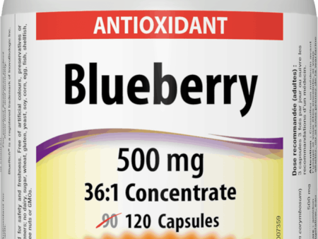 Webber Naturals Blueberry 36:1 Concentrate, 500 mg, 120 Capsules on Sale