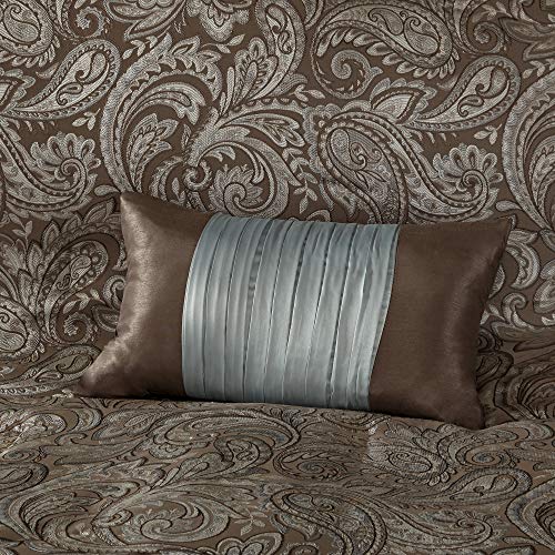 Madison Park Aubrey Duvet Cover King Cal King Size - Blue, Brown , Paisley Jacquard Duvet Cover Set – 6 Piece – Ultra Soft Microfiber Light Weight Bed Comforter Covers Discount