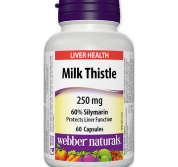 Webber Naturals Milk Thistle 60% Silymarin, 250 mg, 60 caps on Sale