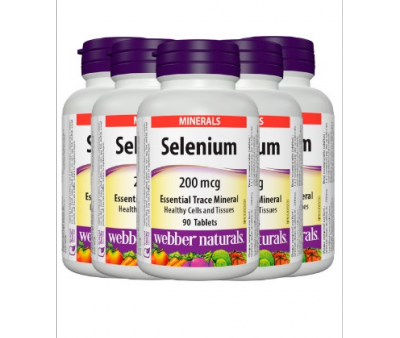 5 x Webber Naturals Selenium 200mcg 90 Tablets Bundle Fashion