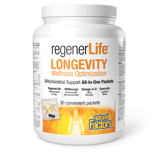 Natural Factors RegenerLife Longevity Wellness Optimization, 30 packets Supply