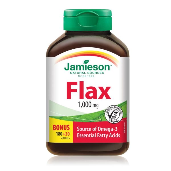 Jamieson Flaxseed Oil, 1,000mg, 180 + 20 BONUS softgels Fashion