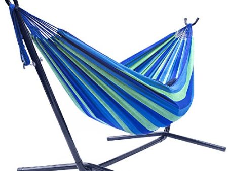 Sorbus® Double Hammock with Steel Stand Two Person Adjustable Hammock Bed - Storage Carrying Case Included (Blue Green) Hot on Sale