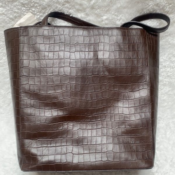 Martha Stewart Croco Embossed Leather Tote, Dark Chocolate Discount