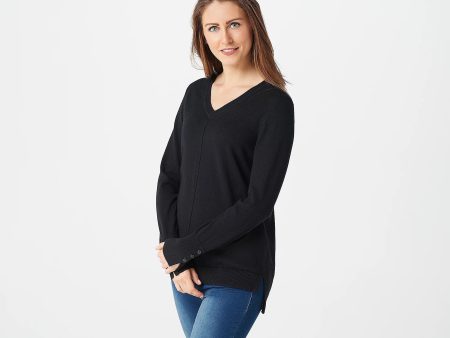 Attitudes by Renee Cotton and Cashmere Blend Sweater Black,Small Supply