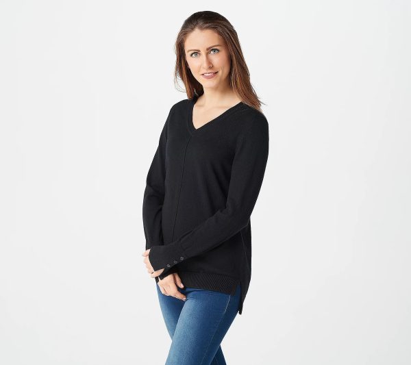 Attitudes by Renee Cotton and Cashmere Blend Sweater Black,Small Supply