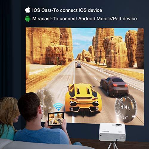 Projector, GooDee WiFi Mini Projector with Projector Screen, Synchronize Wireless Video Projector LED 1080p Full HD, Portable Home Movie Projector Compatible with TV Stick DVD USB, iOS Android Phone on Sale