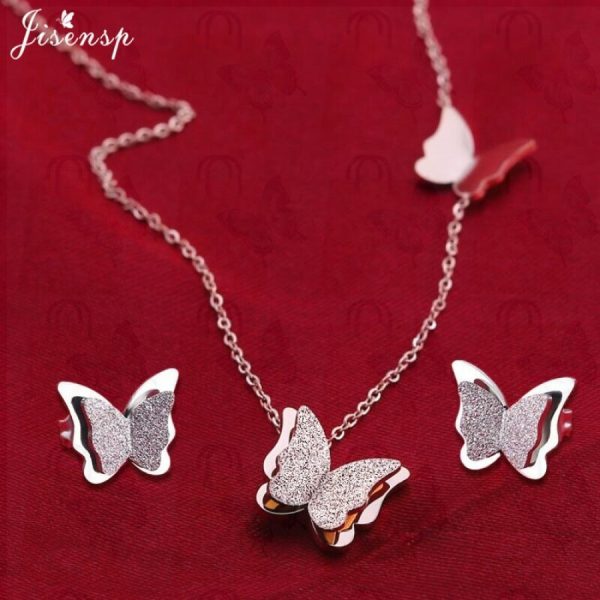 Jisensp Stainless Steel Jewelry Sets Lovely Butterfly Charms  Jewelry for Women Girls For Sale