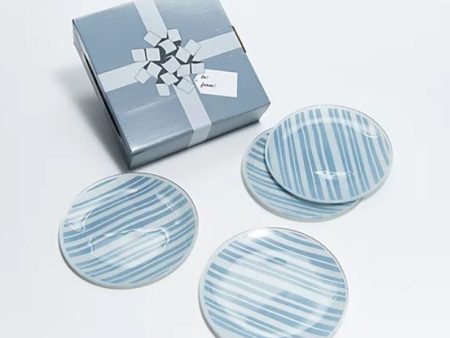 Temp-tations Stripe Set of (4) 8  Glass Plates, Silver Sale