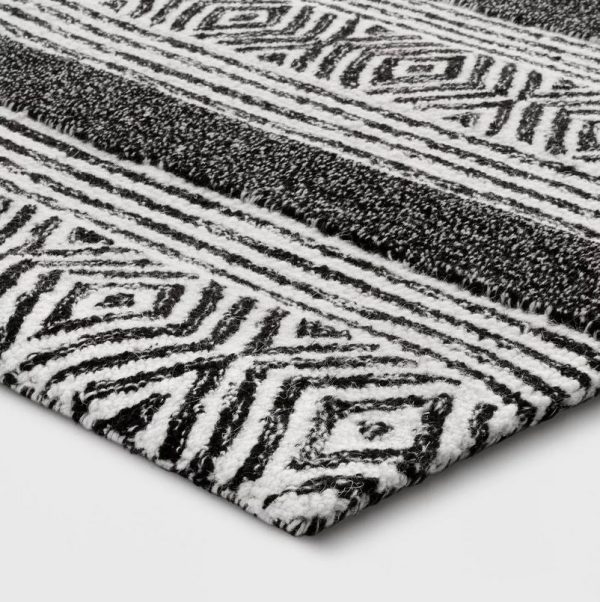 Ravinia Stripe Hand Tufted Rug Black White For Cheap