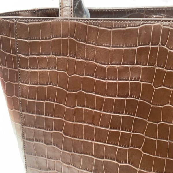 Martha Stewart Croco Embossed Leather Tote Dark Chocolate , Supply