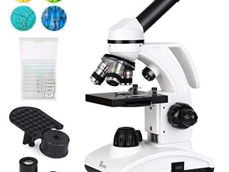 TELMU Microscope 40X-1000X Dual Cordless LED Illumination Lab Compound Monocular Microscopes with Optical Glass Lenses & 10 Slides  Online