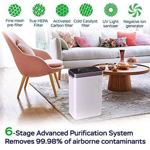 PURO²XYGEN P500 - Hepa Air Purifier for Home with UV Light Sanitizer & Ionizer, Up to 550 sq ft Large Room Air Purifier, 6-Stage Air Cleaner for Smoke, Odor, Dust, Pet Dander, Mold, Allergens For Discount