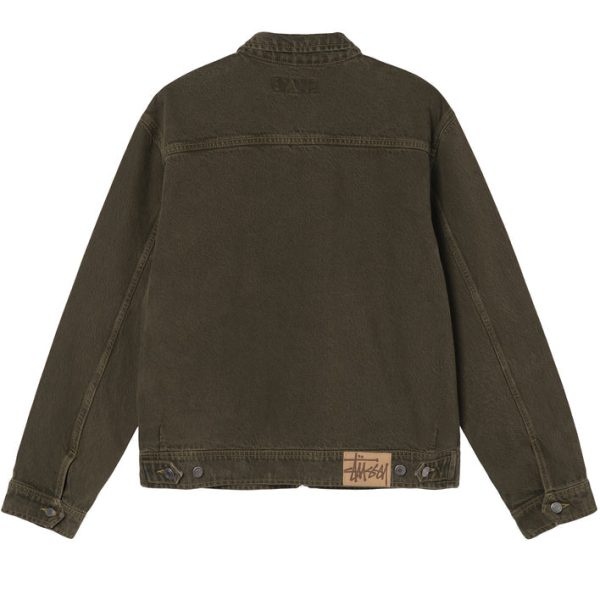 Stussy Denim Zip Work Jacket - Olive Cheap