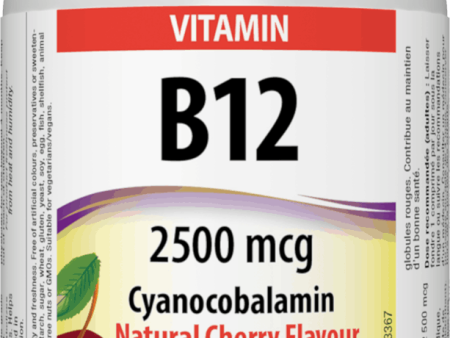 【clearance】Webber Naturals Vitamin B12, 2500 mcg Sublingual (Natural Cherry Flavour), 60 Tabs EXP: 03 2025 Online