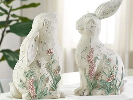 Set of 2 Bunnies with Embossed Floral Design by Valerie Stone, Cheap