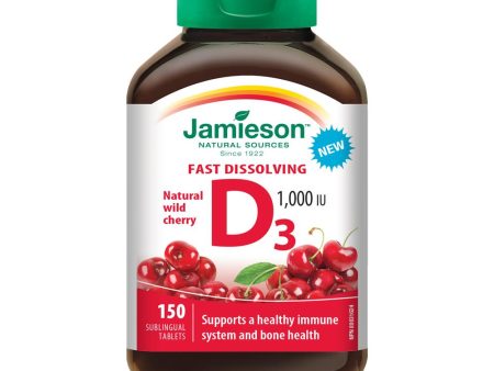 Jamieson Vitamin D3 1000IU sublingual Cherry 150 sublingual tabs Online Sale