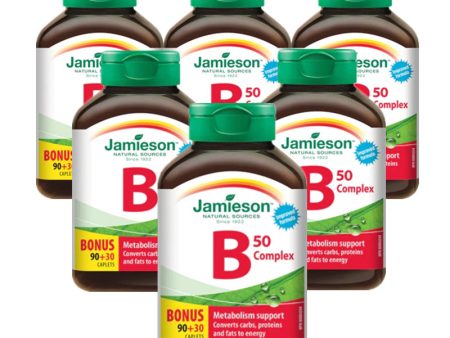 6 x Jamieson Vitamin B Complex, 50 mg, 90+30 Caplets Bundle Online