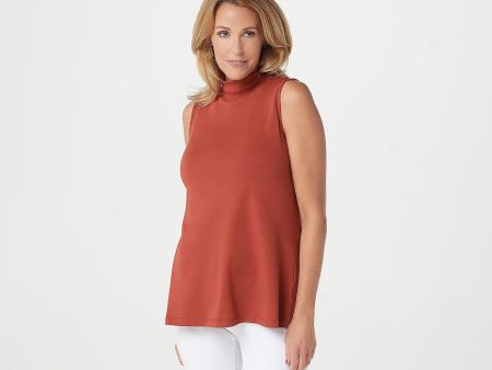 Isaac Mizrahi Live! Essentials Pima Mock-Neck Sleeveless Top Online now