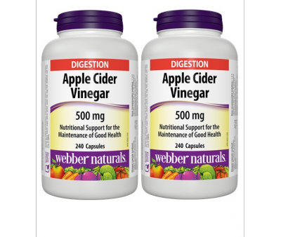 2 x Webber Naturals Apple Cider Vinegar 500mg  240 Capsules Bundle Online Sale