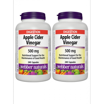 2 x Webber Naturals Apple Cider Vinegar 500mg  240 Capsules Bundle Online Sale