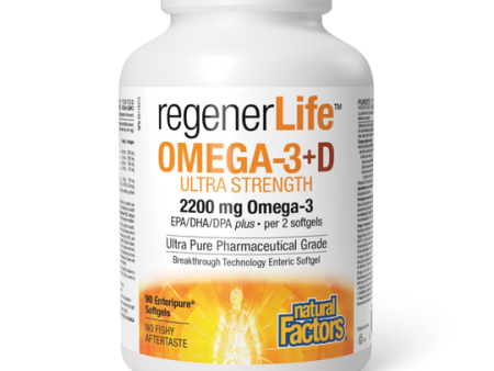 Natural Factors RegenerLife OMEGA-3+D Ultra Strength, 90 Enteripure Softgels Fashion