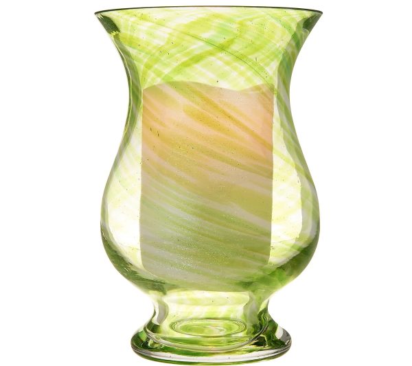 Lightscapes Art Glass Hurricane with Lightscapes Candle Red Color For Sale