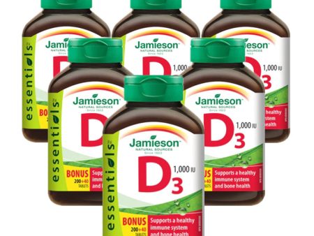 6 x Jamieson Essentials Vitamin D 1000 IU, 240 tabs Bundle Fashion