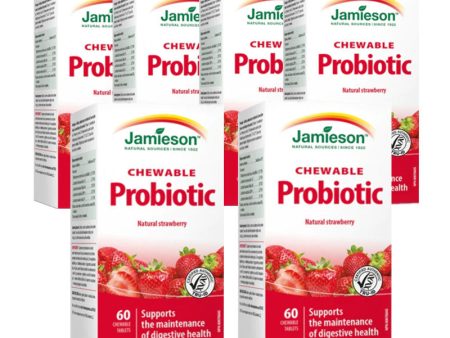 6 x Jamieson Chewable Probiotic, Strawberry Yogurt, 60 tabs Bundle Hot on Sale