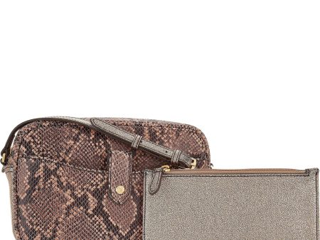 G.I.L.I. Leather Crossbody Bag with Removable Pouch Sienna Snake, For Cheap