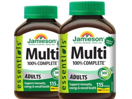 2 x Jamieson Essentials 100% Complete Multivitamin for Adults, 115 caplets Bundle For Cheap