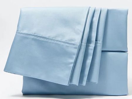 Home Reflections 500TC Cotton Blend Sheet Set w  Extra Cases Chambray Blue,King For Cheap