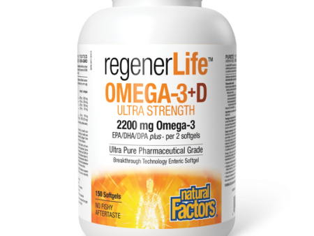 Natural Factors RegenerLife OMEGA-3+D Ultra Strength, 150 Enteripure Softgels For Cheap