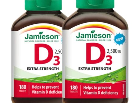 2 x Jamieson Vitamin D 2,500IU, 180 tabs Bundle on Sale