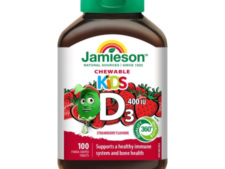 Jamieson Kid s Vitamin D 400 IU, Panda-shaped Strawberry flavour 100 tablets on Sale