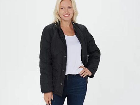 Isaac Mizrahi Live! Reversible Quilted to Sherpa Jacket, Black For Discount