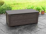 Keter Brightwood 120 Gallon Outdoor Resin Garden Patio Storage Furniture Deck Box For Cheap