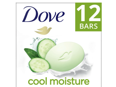 Dove Beauty Bar Women s Bath Soap Gentle Cool Moisture Cucumber & Green Tea All Skin, 3.75 oz 12 Bars For Discount