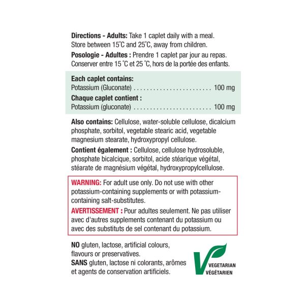 Jamieson Potassium 100mg  Time Release 100 caplets Hot on Sale