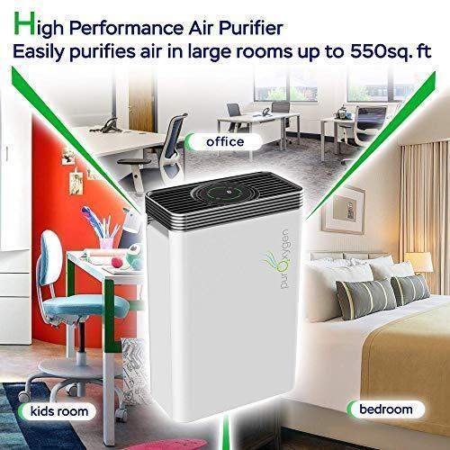 PURO²XYGEN P500 - Hepa Air Purifier for Home with UV Light Sanitizer & Ionizer, Up to 550 sq ft Large Room Air Purifier, 6-Stage Air Cleaner for Smoke, Odor, Dust, Pet Dander, Mold, Allergens For Discount