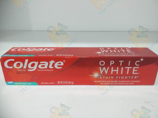 Colgate Optic White Teeth Whitening Toothpaste, Stain Fighter, Fresh Mint Gele (2 oz)56.6g Online Sale