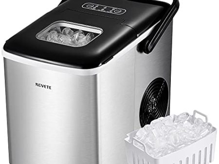 NOVETE Portable Ice Maker for Countertops, Ice Ready in 6 Minutes, 28.7 lb Ice in 24 Hours, No Water Line or Drain Line Required, Home Ice Machine with Ice Scoop and Basket For Sale