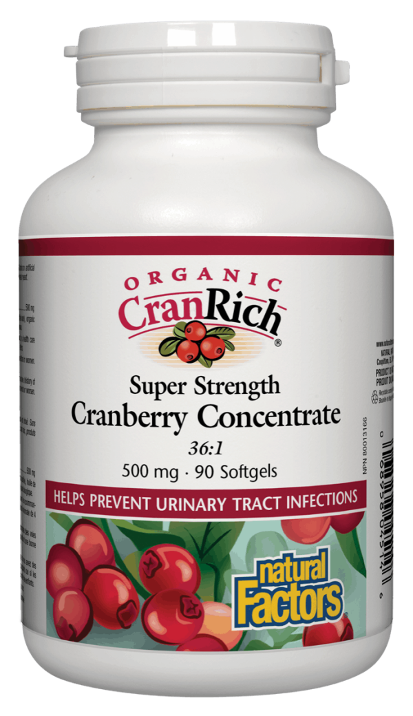 Natural Factors Organic CranRich® Cranberry 36:1 Concentrate, 500 mg, 90 softgels Discount