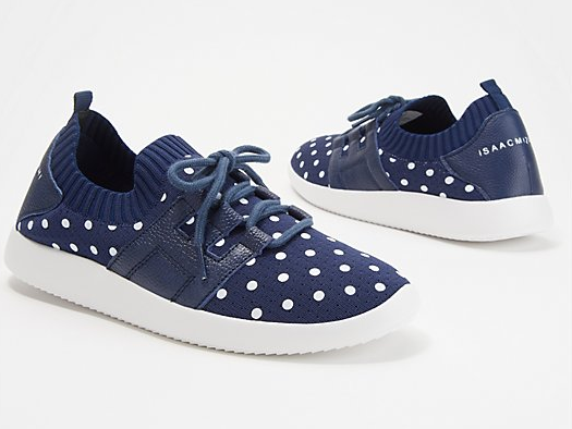 Isaac Mizrahi Live! Polka-Dot Lace-Up Knit Sneaker Hot on Sale